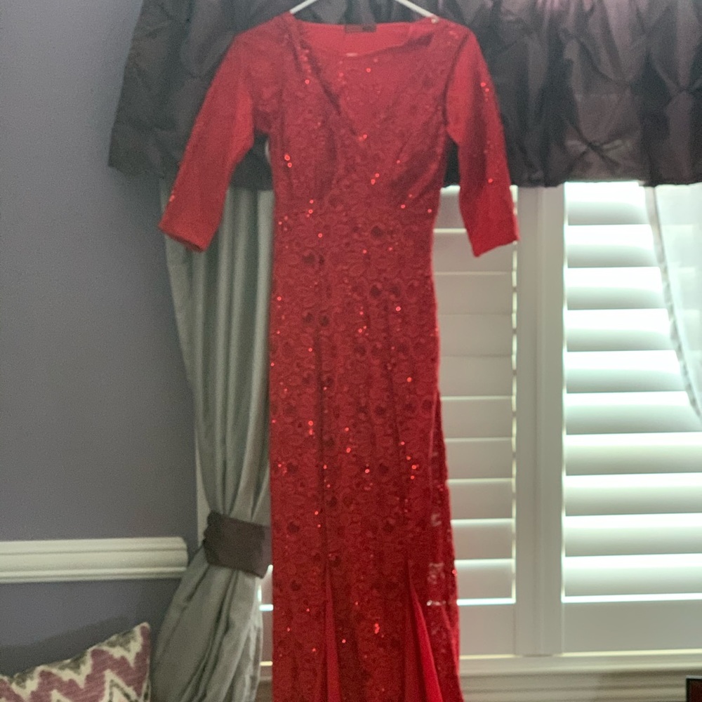 red lace long dress REMOVABLE SHIRT INCLUDED